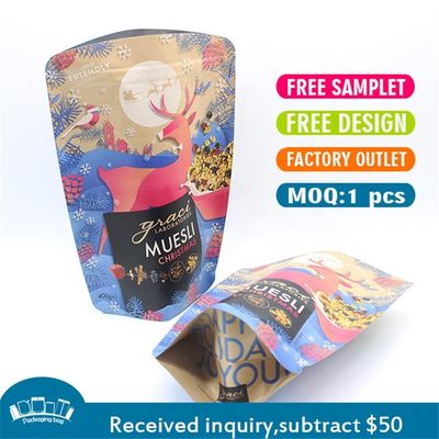 شراء CMYK مطبوع 70g ورق الكرافت الأكياس المصفوفة السحب العلوي القابل لإعادة إغلاق online manufacture