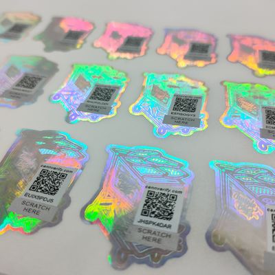 FDA علامة مكافحة التزوير 80 ميكرون 3D ملصقات هولوغرافية PE فيلم
