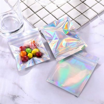 HACCP Holographic Stand Up Pouch Zipper Top Mylar Foil أكياس صغيرة